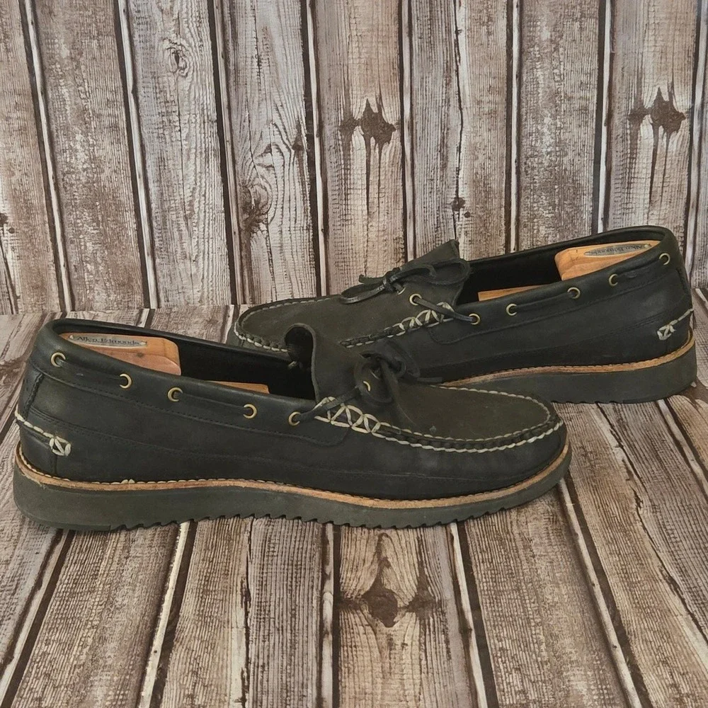 Sz 11 M‎ Mens Cole Haan Pinch Rugged Camp Moc Black Leather Cushioned Boat Shoes